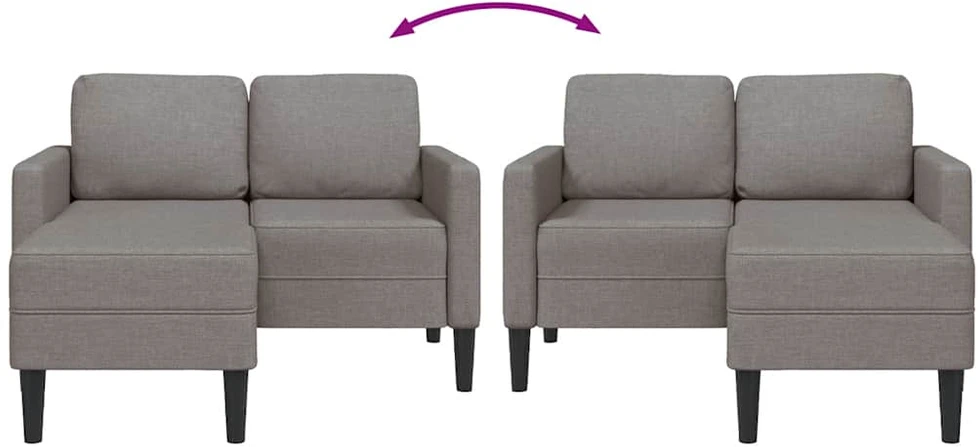 2-vietė sofa su kėdute L formos taupe 125 cm audiniu
