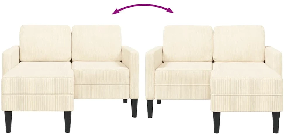 2-vietė sofa su L-formos kreminės kėdutės 125 cm patalyne