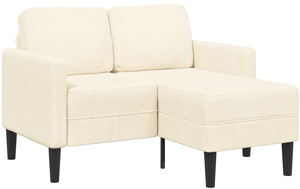 2-vietė sofa su L-formos kreminės kėdutės 125 cm patalyne