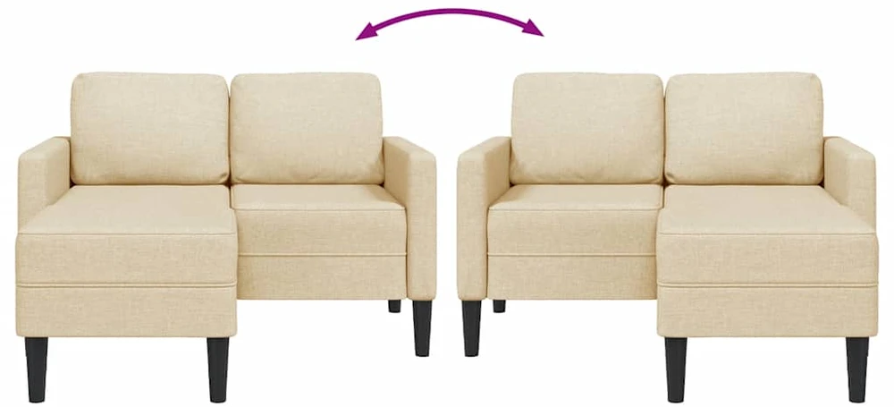 2-vietė sofa su L formos kreminiu 125 cm audiniu