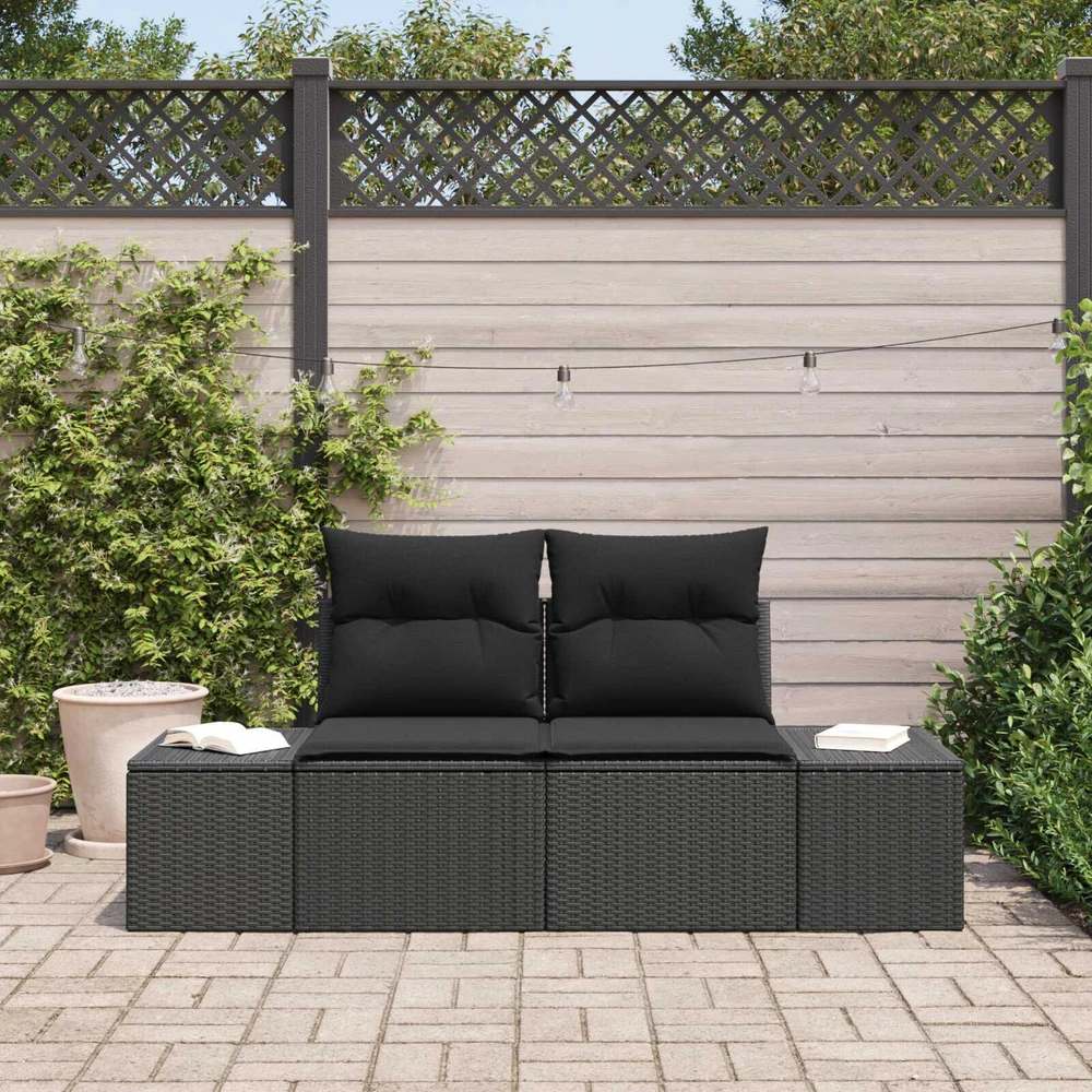 Sodo sofa su pagalve Juoda 184 x 62 x 69 cm poliratanas
