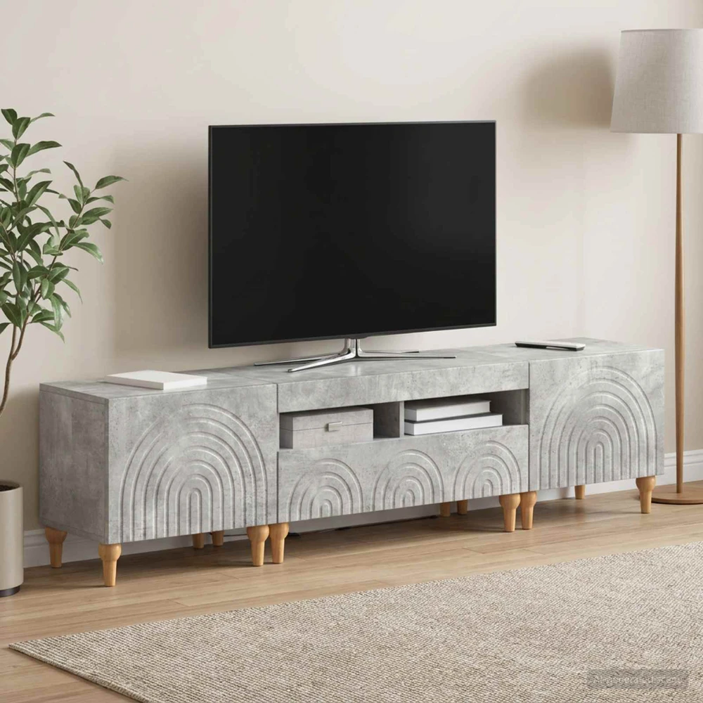TV staliukas 3 dalių LED televizoriaus spintelė Betono pilka