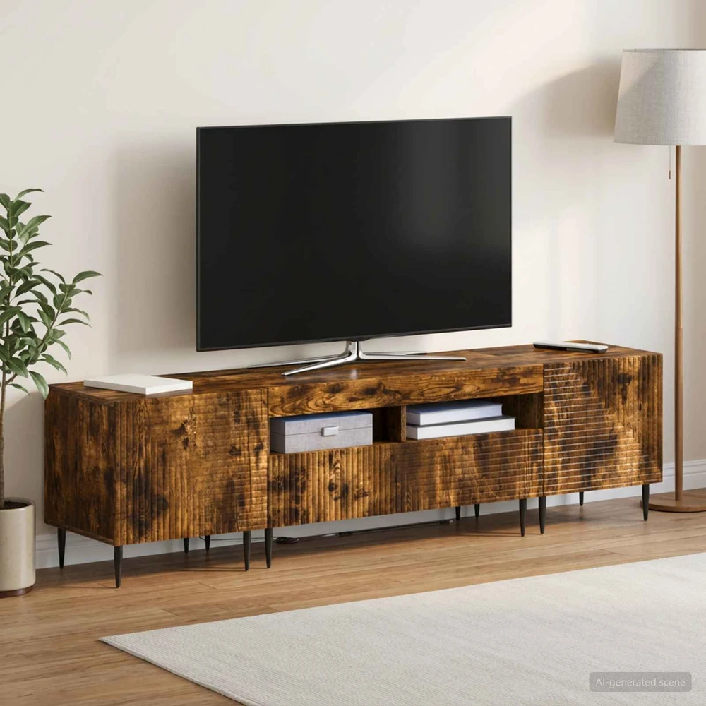 TV staliukas 3 dalių LED televizoriaus spintelė Dūminio ąžuolo
