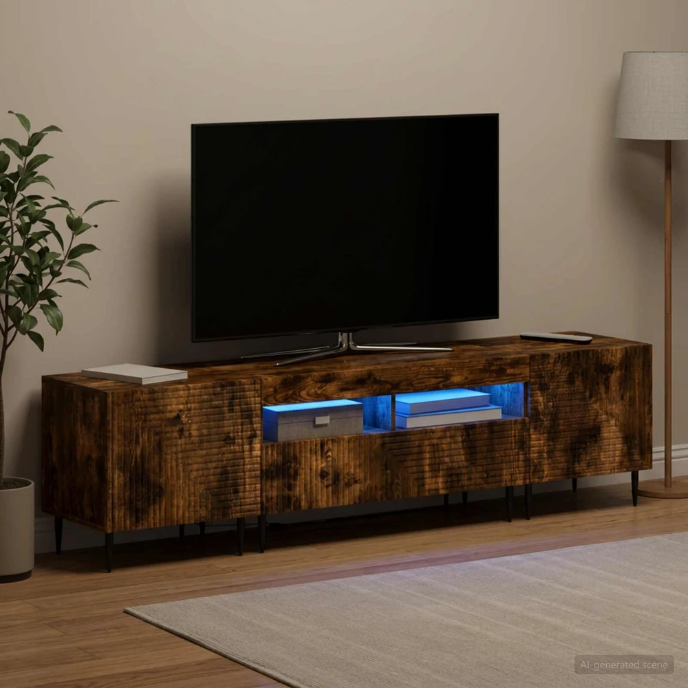 TV staliukas 3 dalių LED televizoriaus spintelė Dūminio ąžuolo