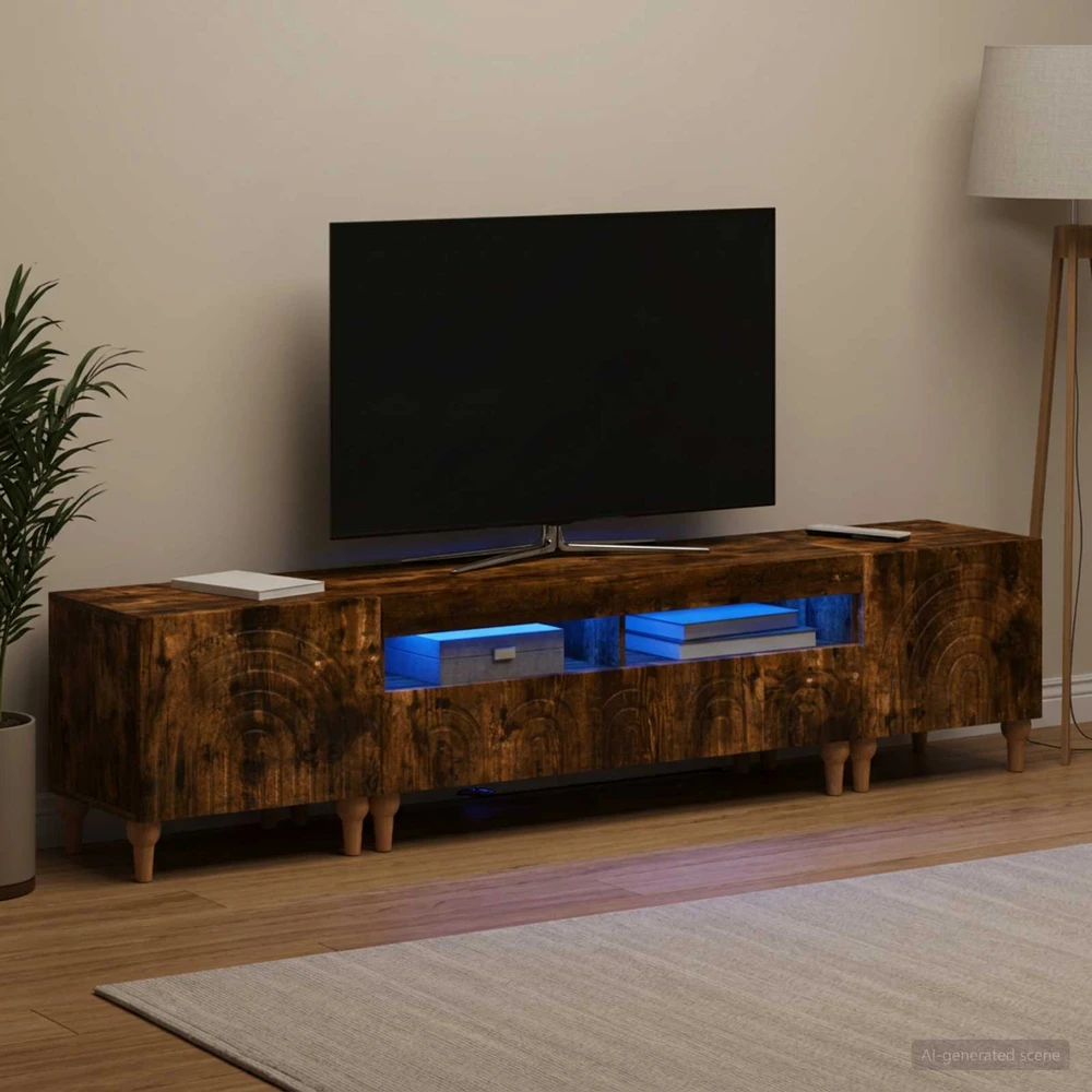TV staliukas 3 dalių LED televizoriaus spintelė Dūminio ąžuolo
