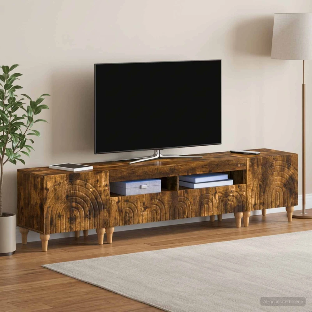 TV staliukas 3 dalių LED televizoriaus spintelė Dūminio ąžuolo