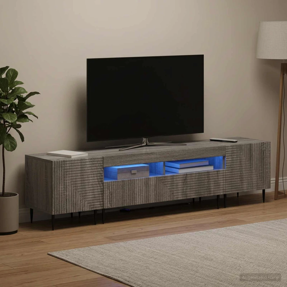 TV staliukas 3 dalių LED televizoriaus spintelė Pilka Sonoma