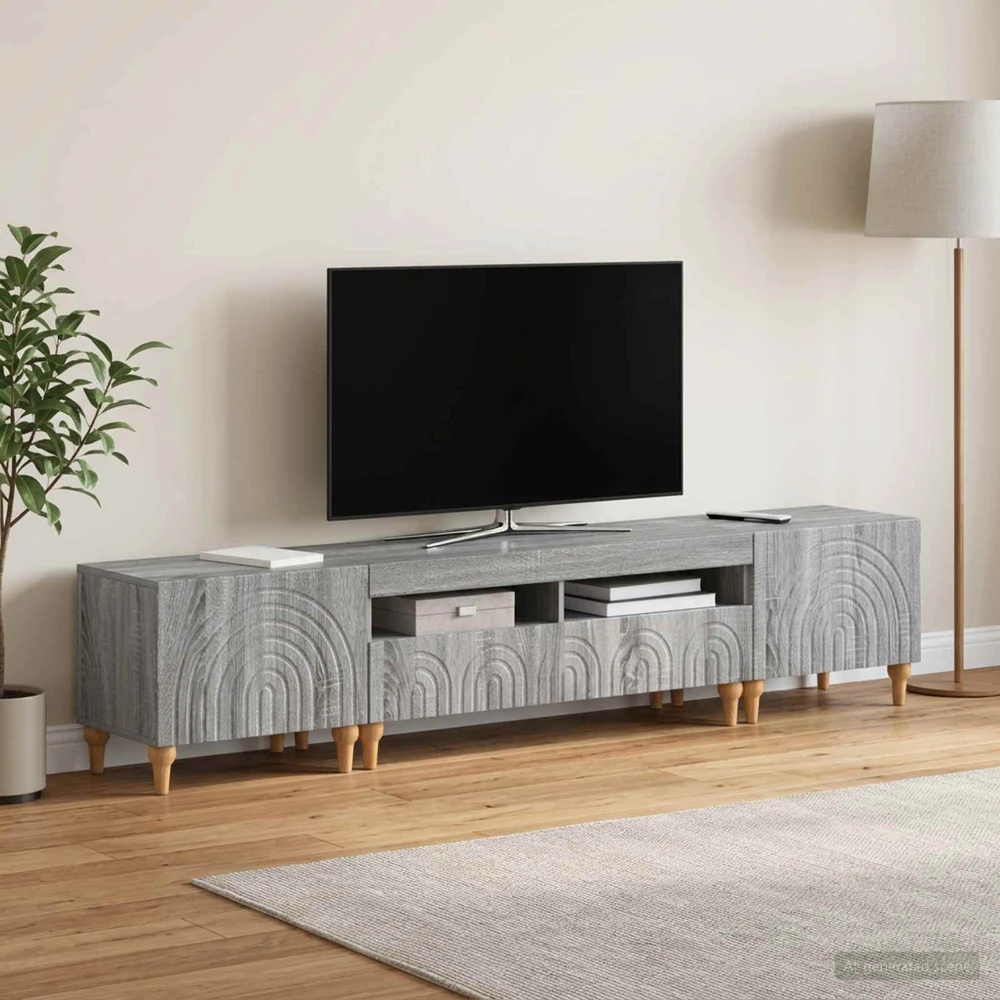 TV staliukas 3 dalių LED televizoriaus spintelė Pilka Sonoma