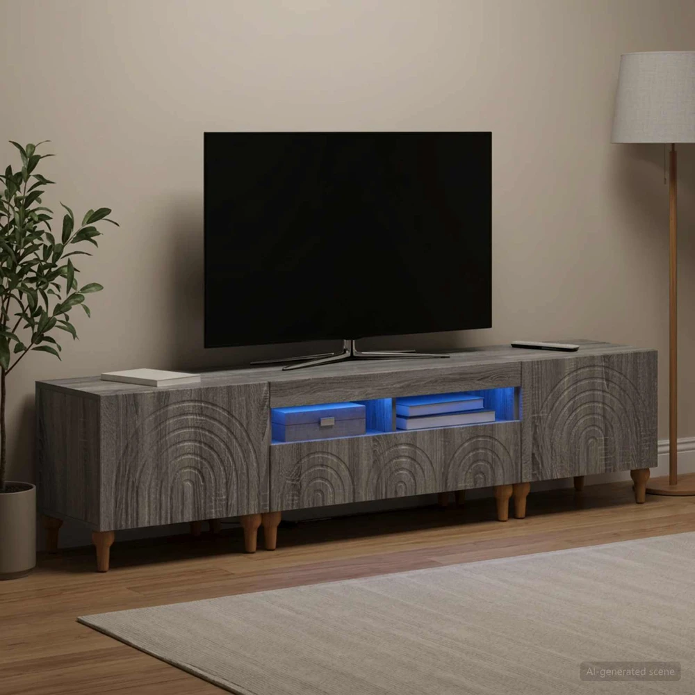 TV staliukas 3 dalių LED televizoriaus spintelė Pilka Sonoma