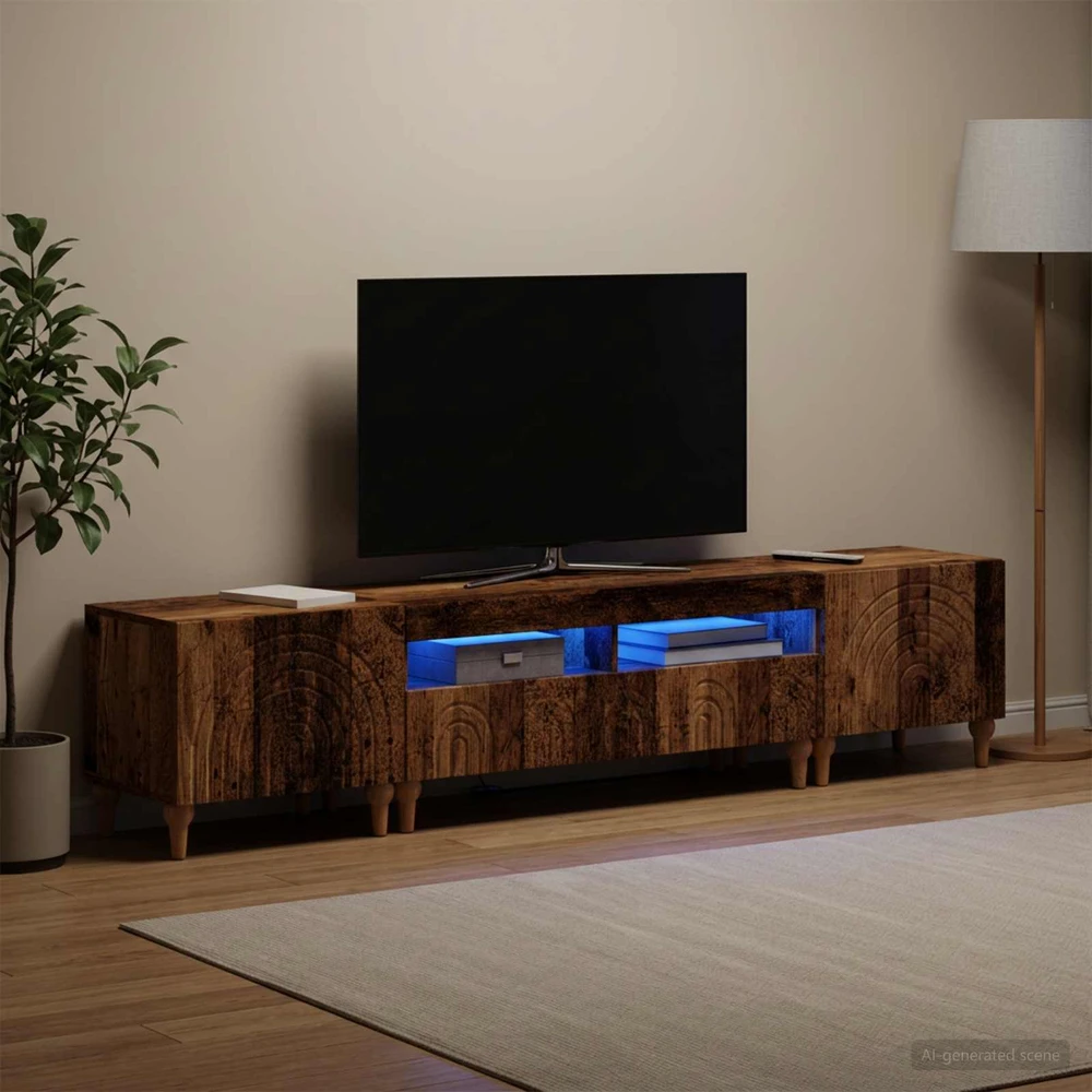 TV staliukas 3 dalių LED televizoriaus spintelė Sendintos medienos
