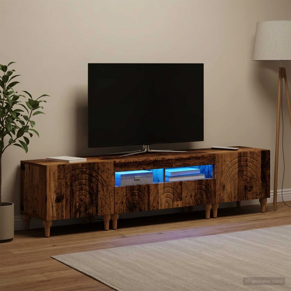 TV staliukas 3 dalių LED televizoriaus spintelė Sendintos medienos