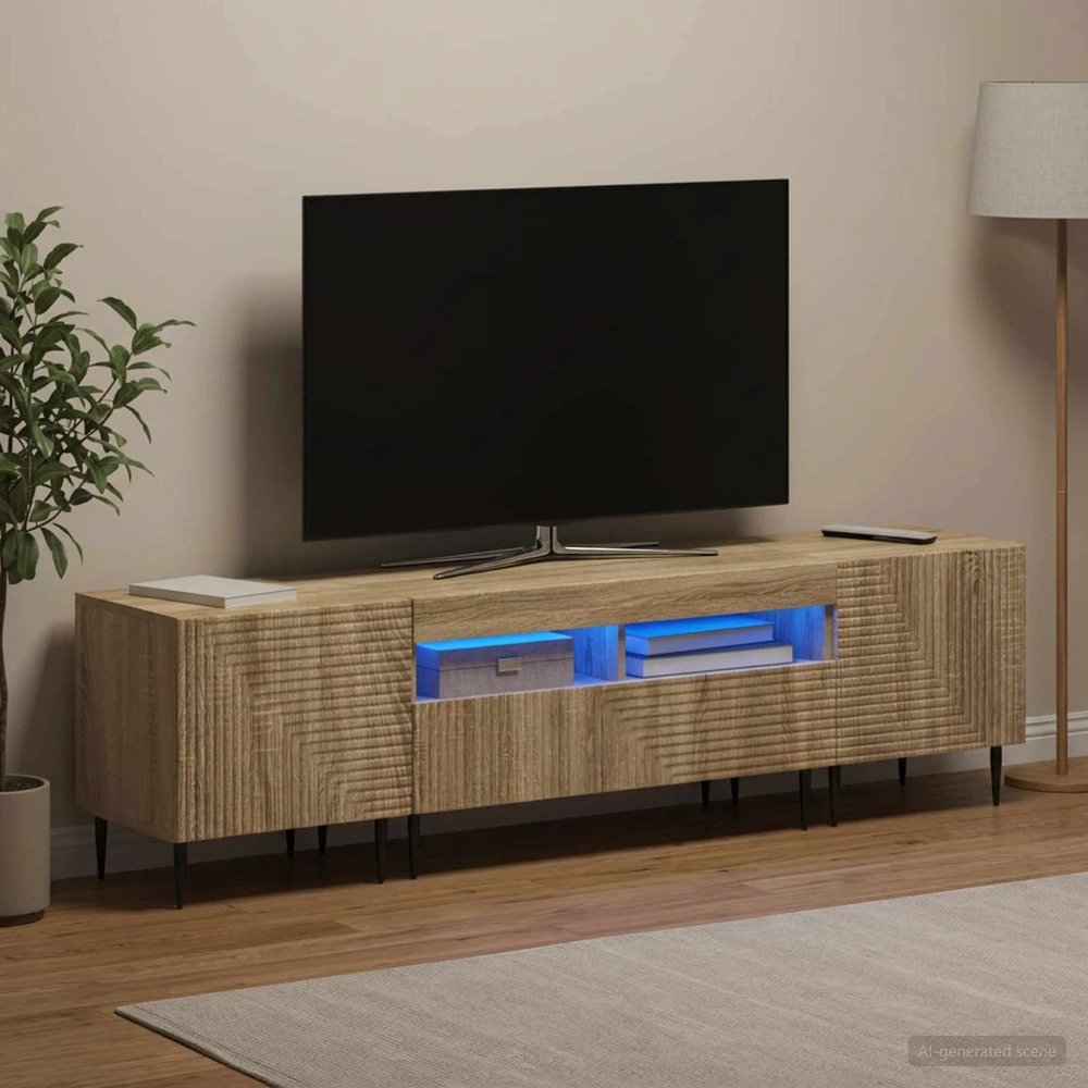 TV staliukas 3 dalių LED televizoriaus spintelė Sonoma ąžuolas