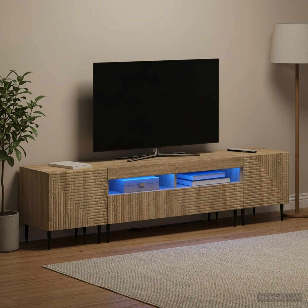 TV staliukas 3 dalių LED televizoriaus spintelė Sonoma ąžuolas