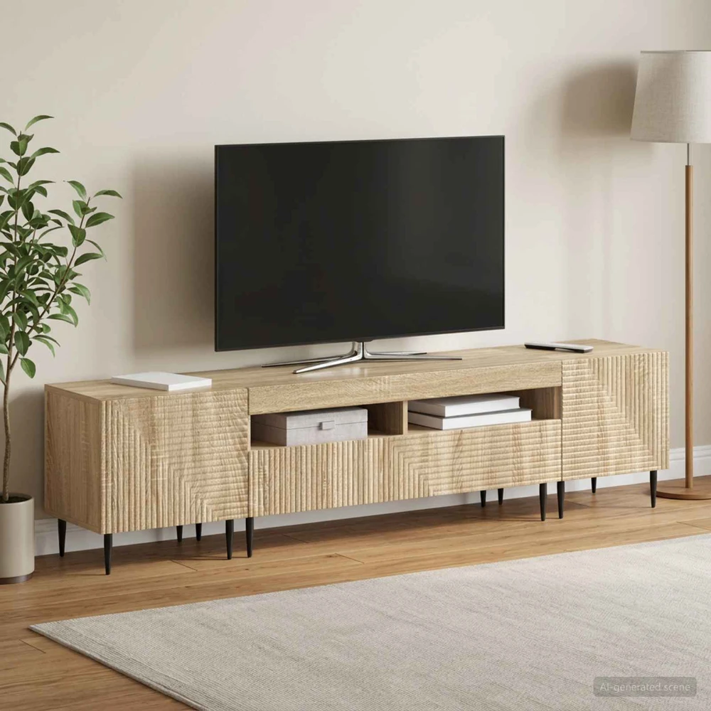 TV staliukas 3 dalių LED televizoriaus spintelė Sonoma ąžuolas