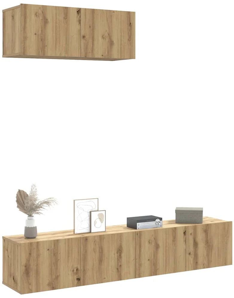 TV staliukas 3 dalių sieninis televizoriaus spintelės komplektas Artisan Oak