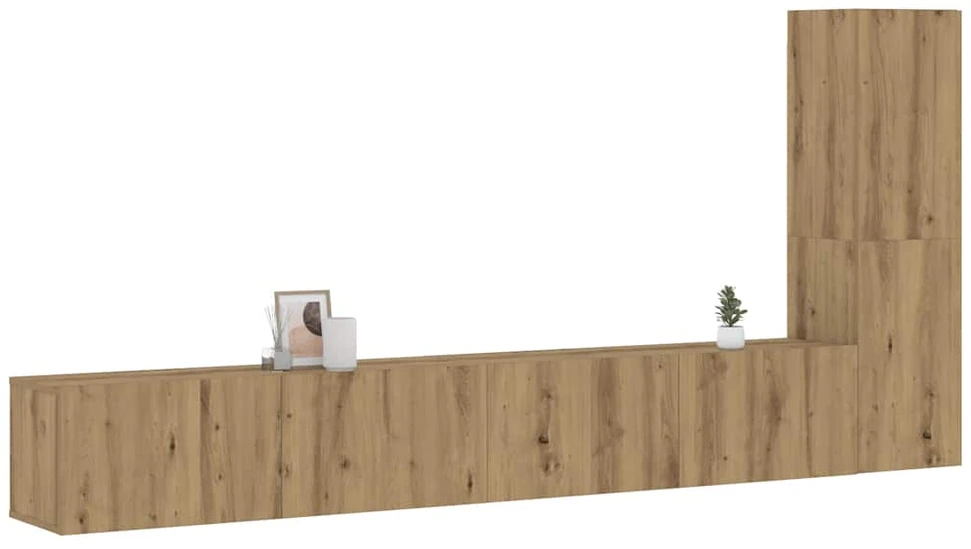 TV staliukas 3 dalių sieninis televizoriaus spintelės komplektas Artisan Oak
