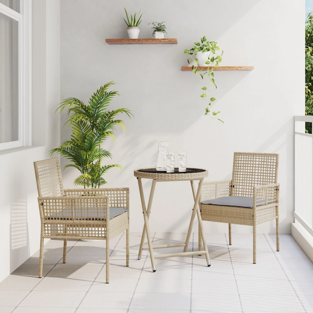 Lauko baldų komplektas Sodo Bistro Rinkinys 3 vnt. Smėlio poliratanas