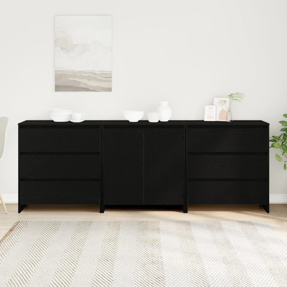 Kabalas 3 vnt. Juoda 70 x 41 x 75 cm Apdirbta mediena