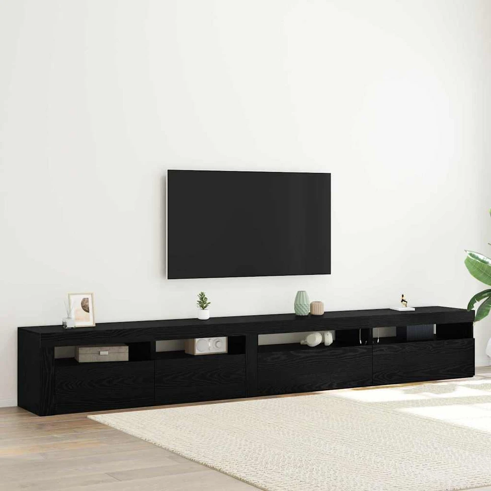 TV staliukas TV spintelių komplektas 3 vnt. Juodas ąžuolas Apdirbta mediena