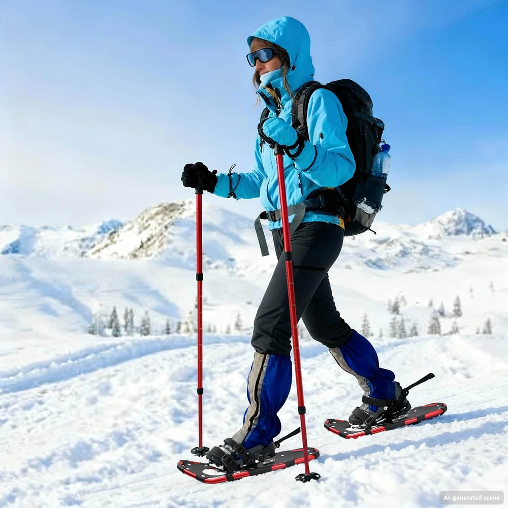 3 in 1 sniego batai su žygio lazdelėmis Raudona ir Juoda