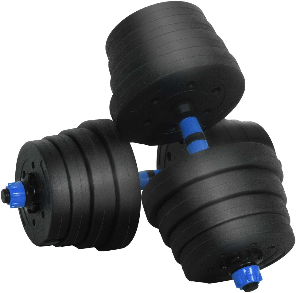 4-in-1 svorių rinkinys: hantelis, štanga, kestutis 30 kg