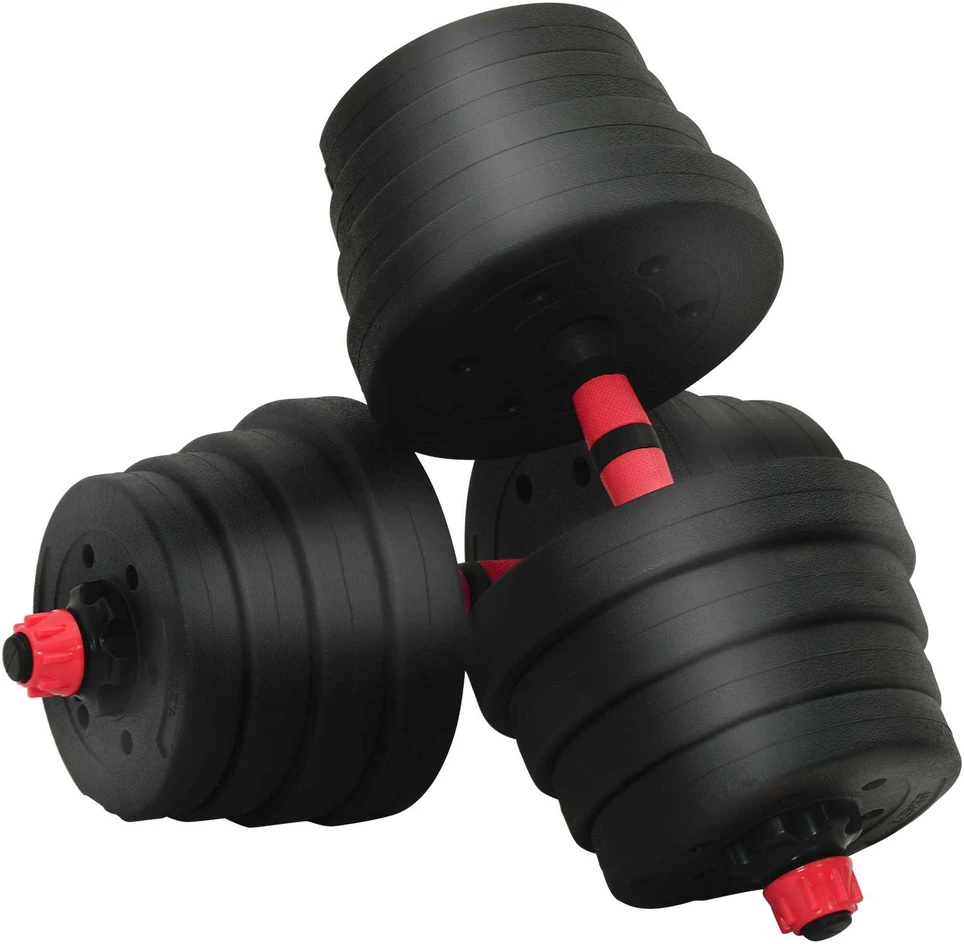 4-in-1 svorių rinkinys: hantelis, štanga, kestutis 30 kg