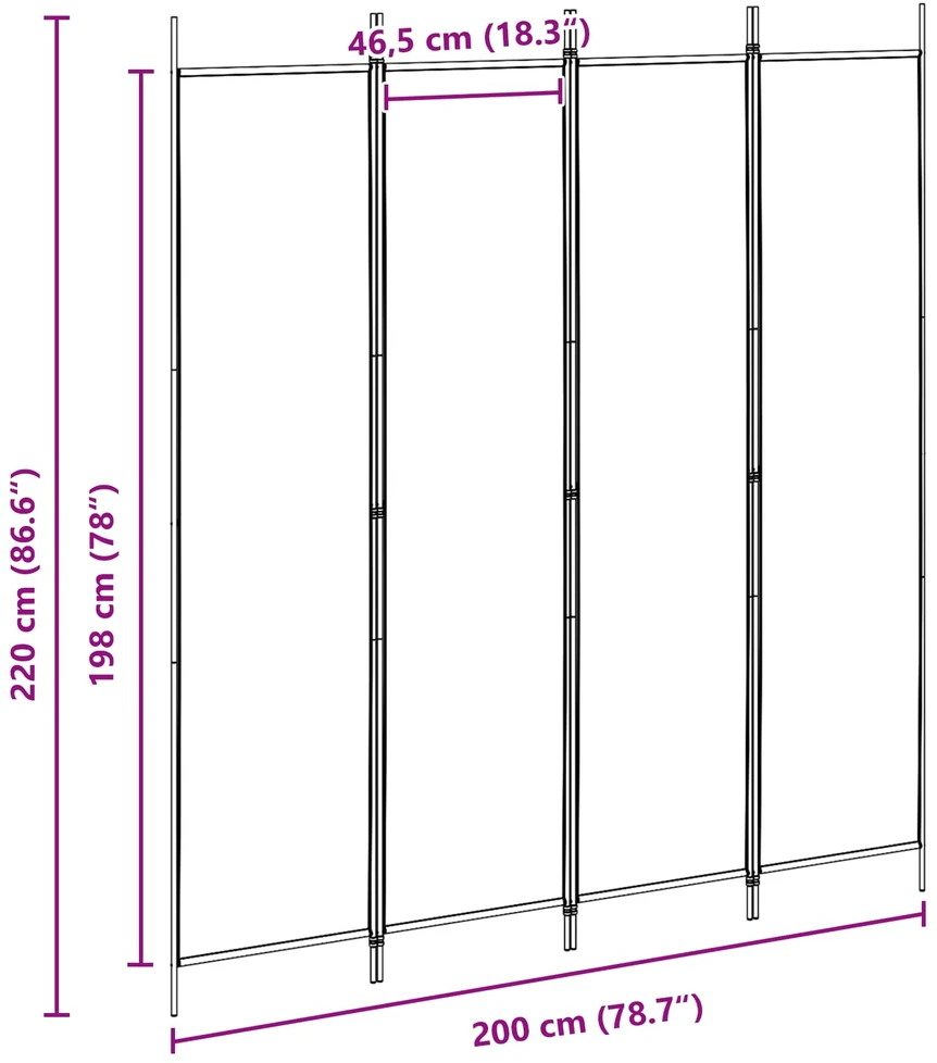 4-skydelis kambario skirstytuvas Smėlio 200 x 220 cm Audinys