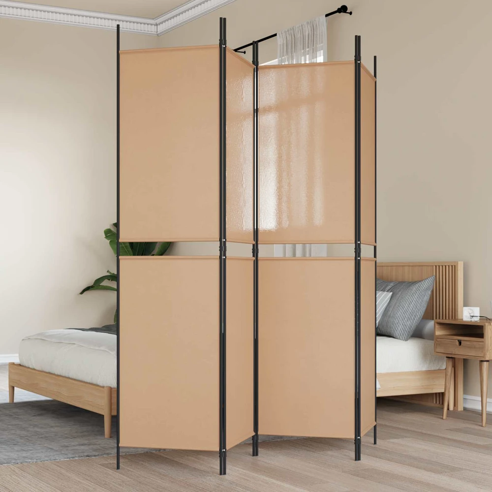 4-skydelis kambario skirstytuvas Smėlio 200 x 200 cm Audinys