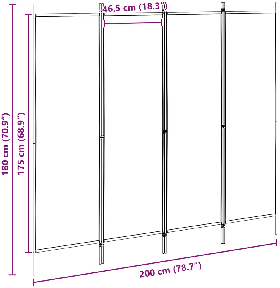 4-skydelis kambario skirstytuvas Smėlio 200 x 180 cm Audinys