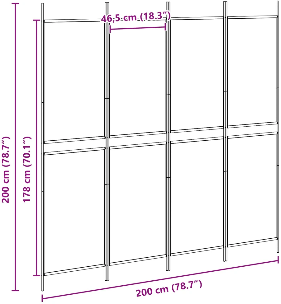4-skydelis kambario skirstytuvas Smėlio 200 x 200 cm Audinys