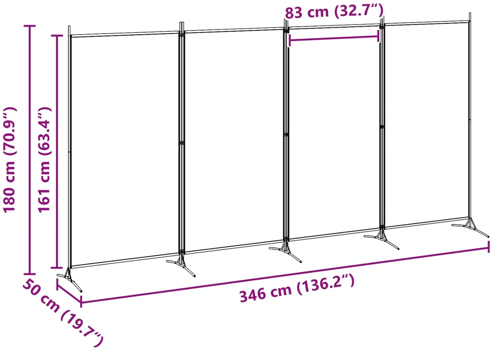 4-skydelis kambario skirstytuvas Smėlio 346 x 180 cm Audinys
