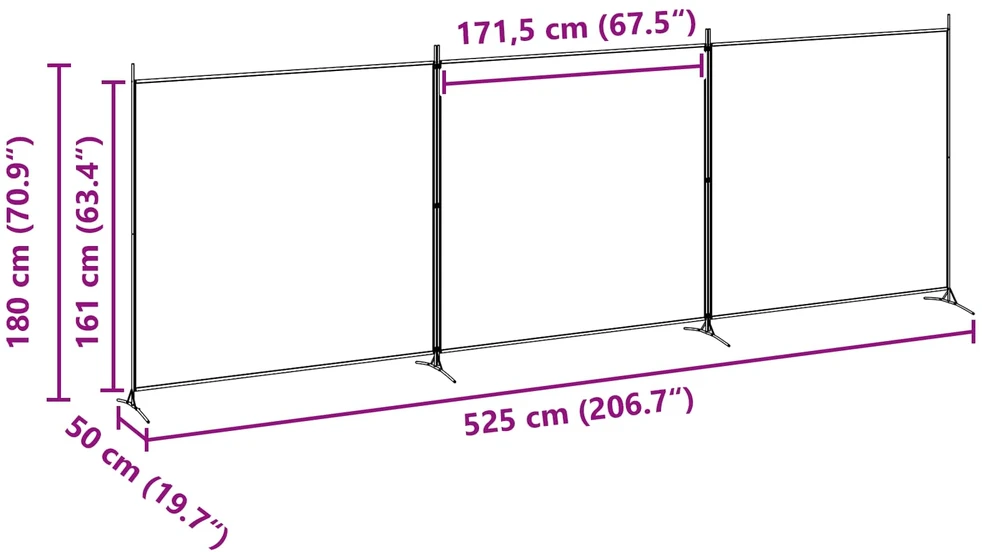 4-skydelis kambario skirstytuvas Smėlio 525 x 180 cm Audinys