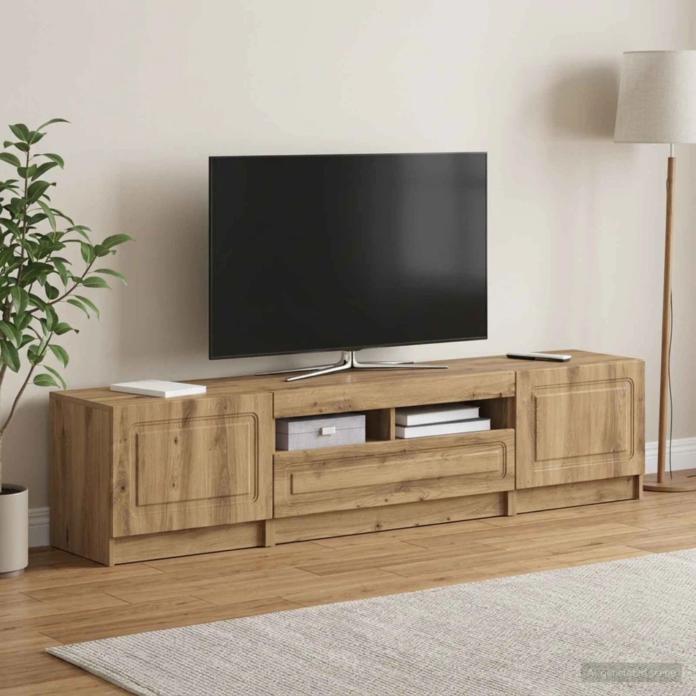 TV staliukas 5 dalių LED televizoriaus stovas Artisano ąžuolo