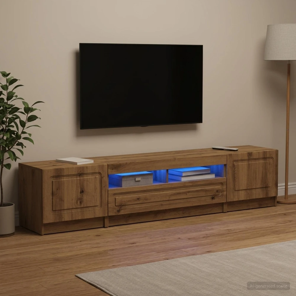 TV staliukas 5 dalių LED televizoriaus stovas Artisano ąžuolo