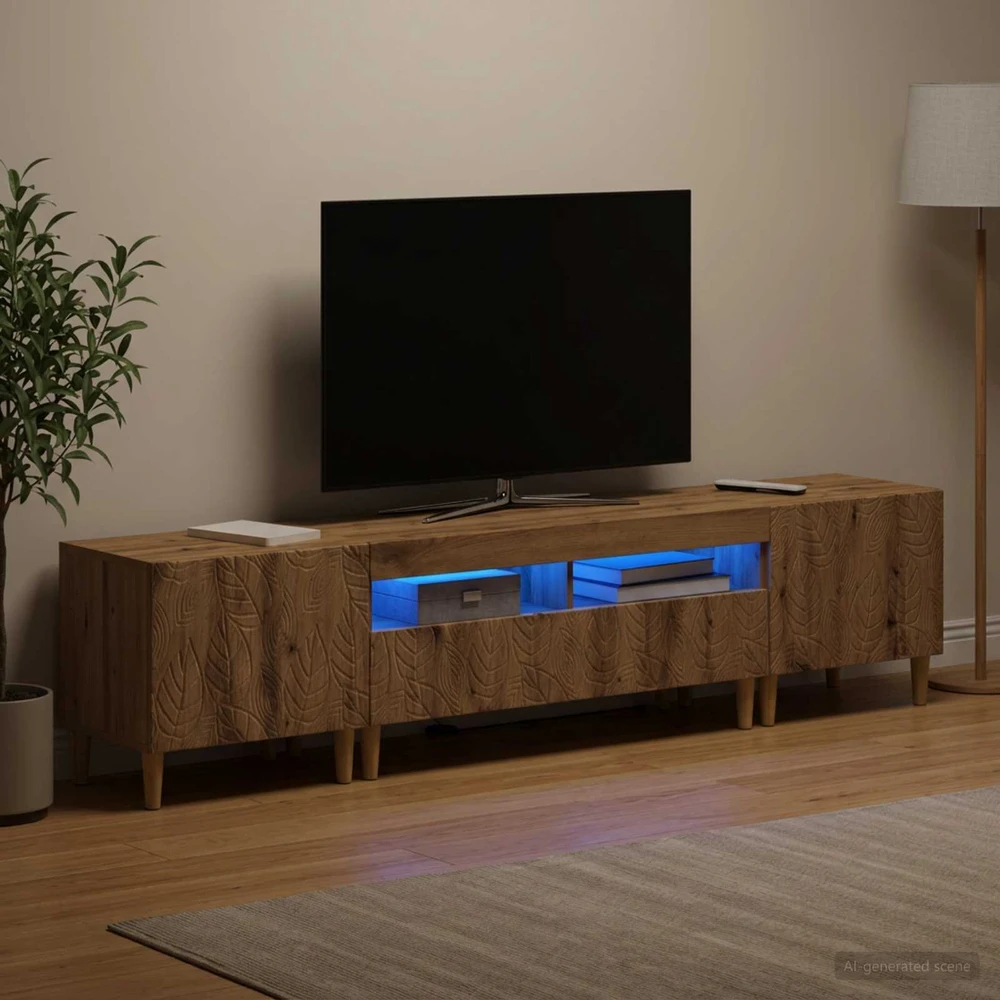 TV staliukas 5 dalių LED televizoriaus stovas Artisano ąžuolo