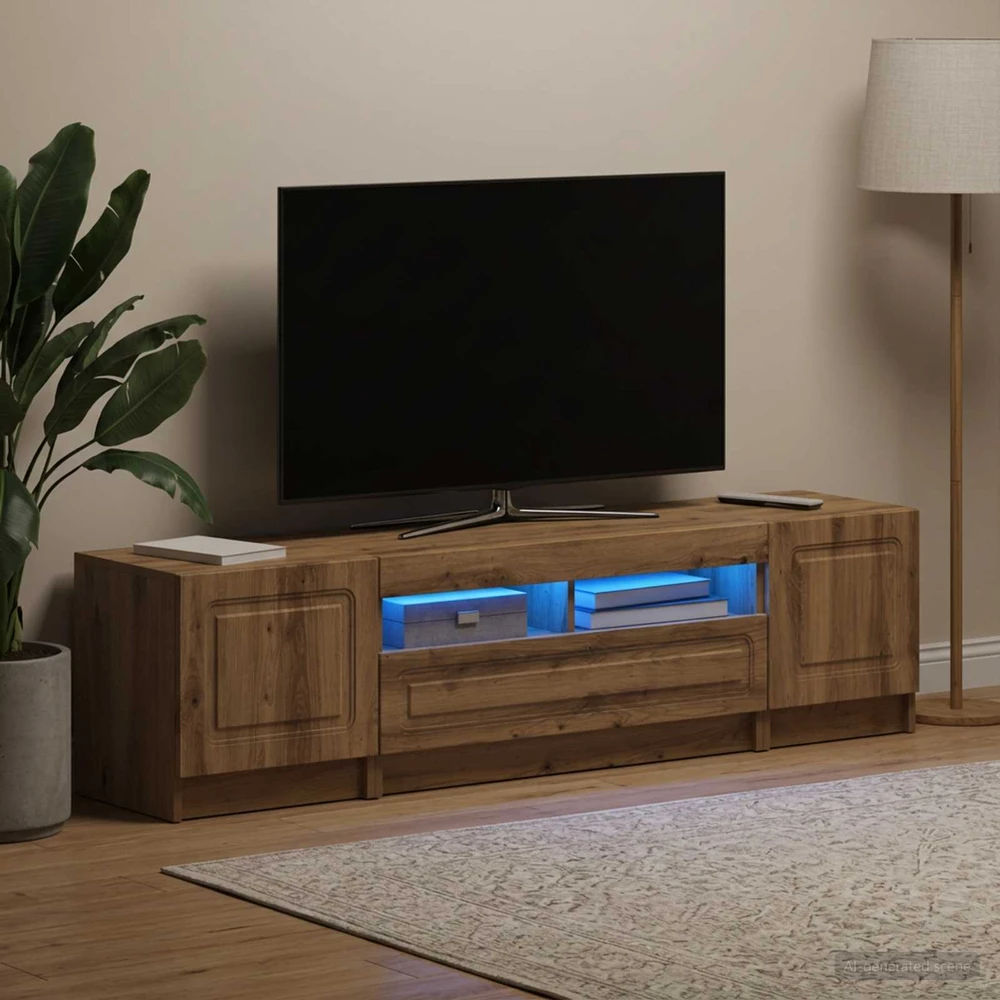 TV staliukas 5 dalių LED televizoriaus stovas Artisano ąžuolo