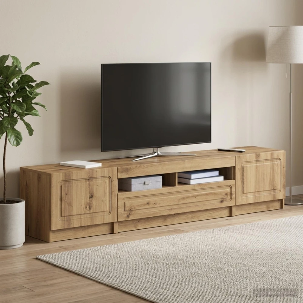 TV staliukas 5 dalių LED televizoriaus stovas Artisano ąžuolo