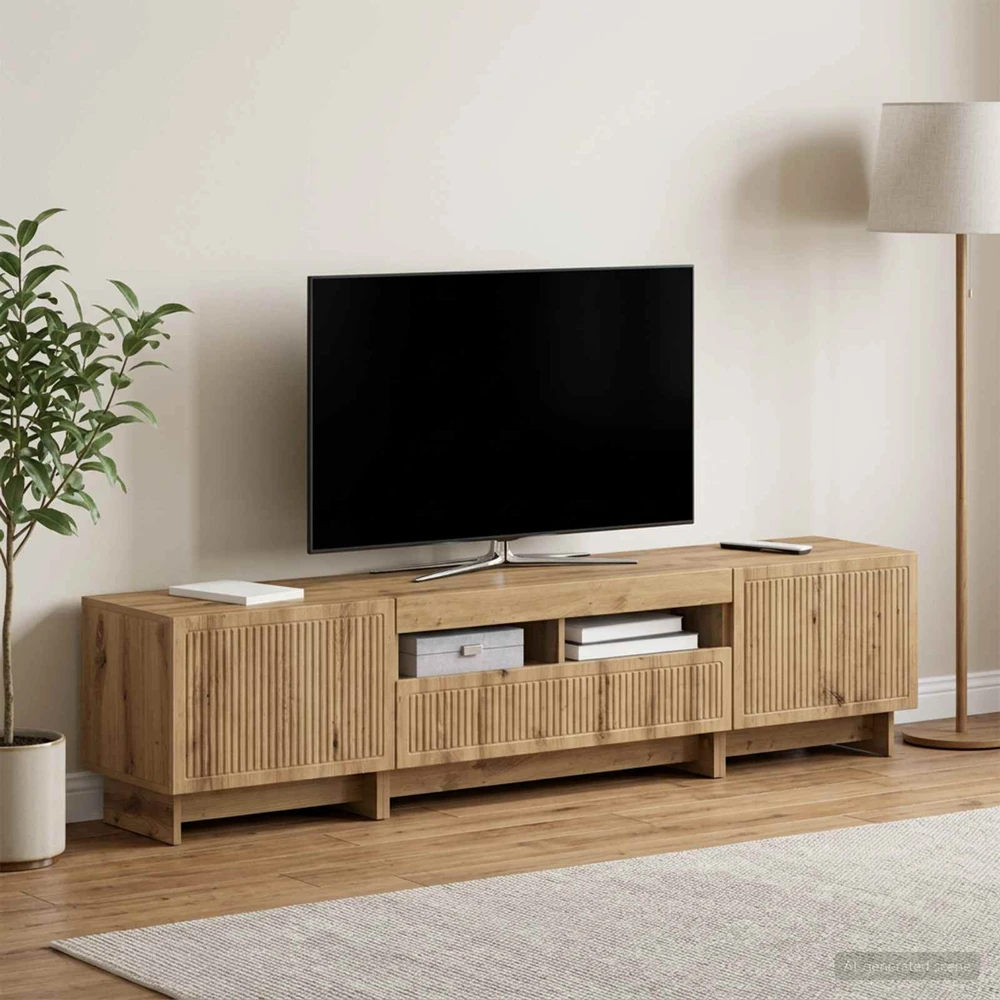 TV staliukas 5 dalių LED televizoriaus stovas Artisano ąžuolo