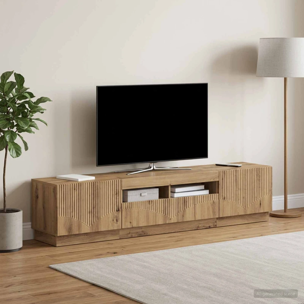 TV staliukas 5 dalių LED televizoriaus stovas Artisano ąžuolo