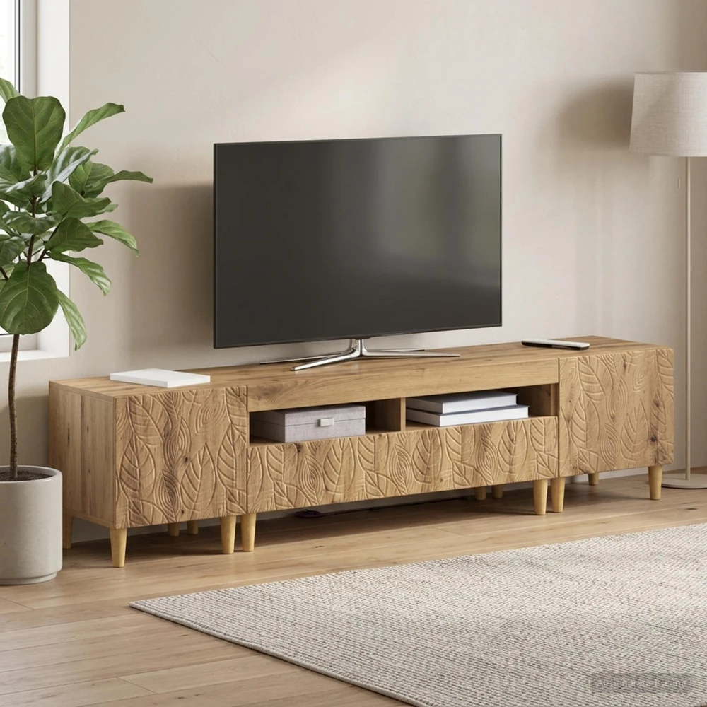 TV staliukas 5 dalių LED televizoriaus stovas Artisano ąžuolo