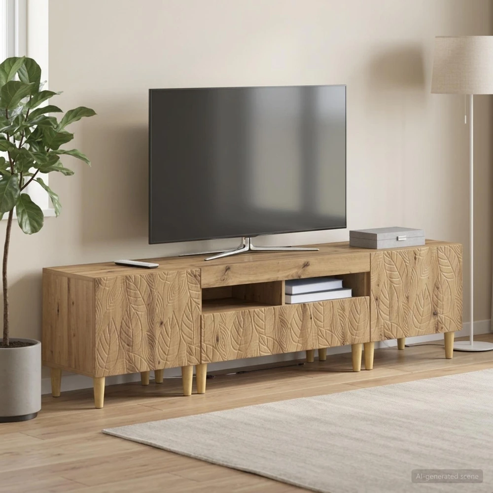 5 dalių LED televizoriaus stovas Artisano ąžuolo