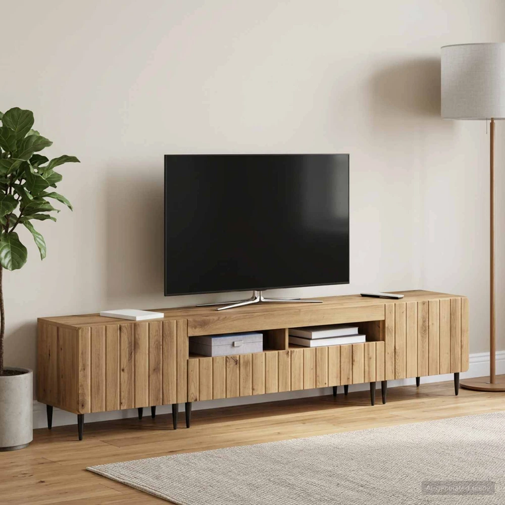 TV staliukas 5 dalių LED televizoriaus stovas Artisano ąžuolo