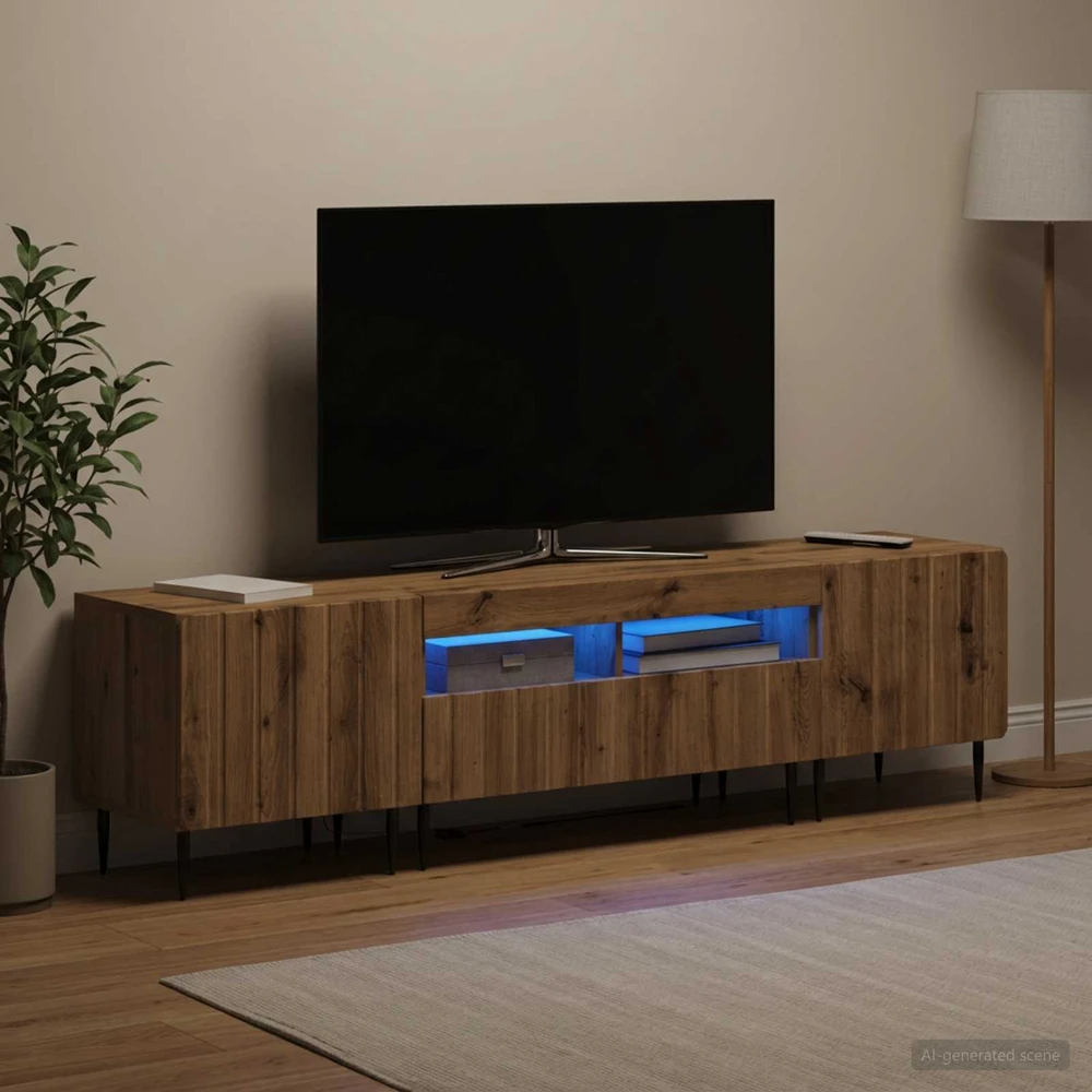 TV staliukas 5 dalių LED televizoriaus stovas Artisano ąžuolo