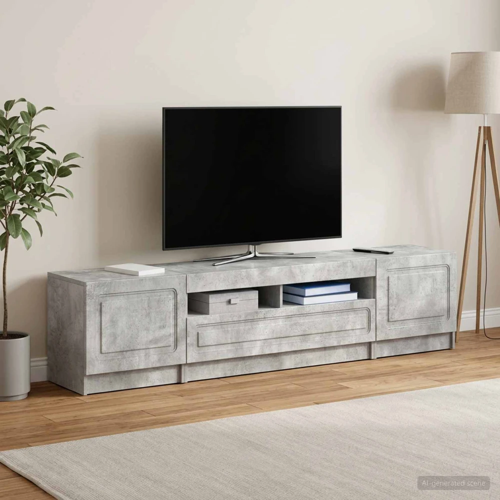 TV staliukas 5 dalių LED televizoriaus stovas Betono pilka Apdirbta mediena