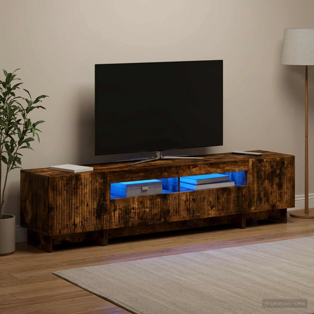 TV staliukas 5 dalių LED televizoriaus stovas Dūminio ąžuolo