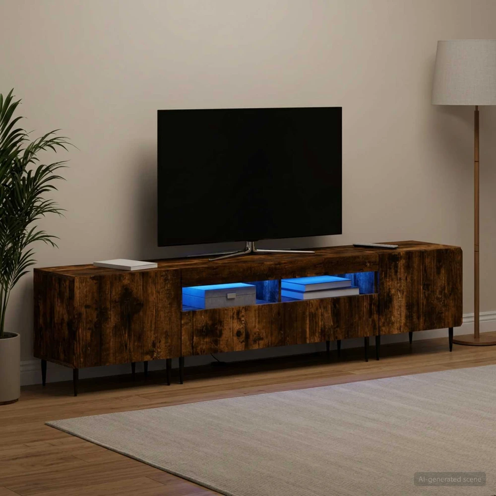 TV staliukas 5 dalių LED televizoriaus stovas Dūminio ąžuolo