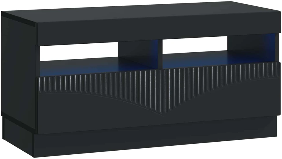 TV staliukas 5 dalių LED televizoriaus stovas Juoda Apdirbta mediena