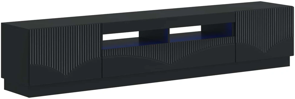 TV staliukas 3 dalių LED televizoriaus spintelė HOORN 3 vnt. Juoda