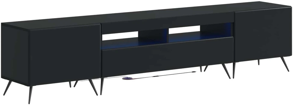 TV staliukas 3 dalių LED televizoriaus spintelė BREDA 3 vnt. Juoda