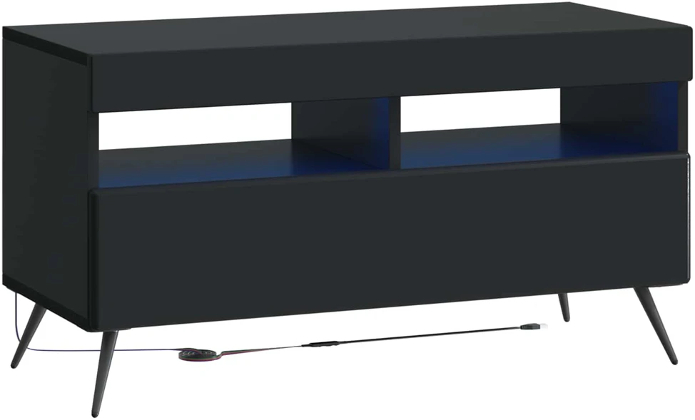 TV staliukas 5 dalių LED televizoriaus stovas Juoda Apdirbta mediena